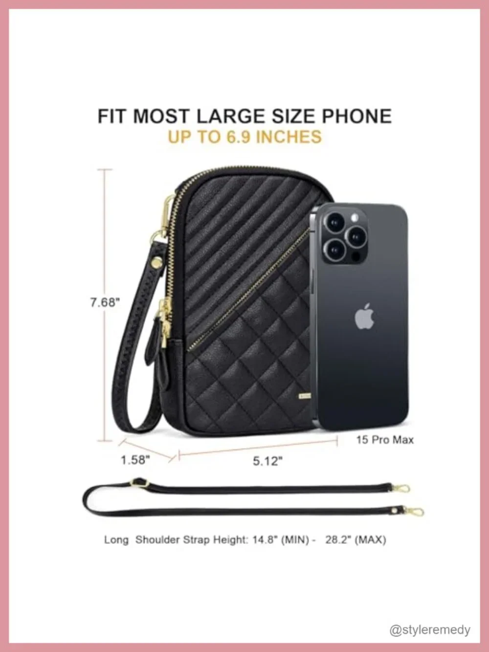 Vegan Leather Quilted Crossbody Bag with RFID Blocking Card Slots
